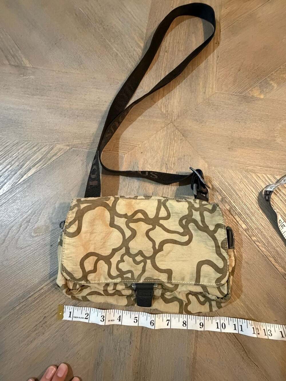 TOUS Kaos Nylon Bear Print Crossbody Bag Small
